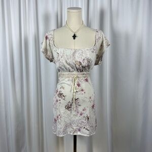 dressbarn Ivory Dress with Subtle Mauve Floral Print